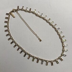 White House Black Market Gold Tone Baguette Soft Multicolored Glass Charms 16 in